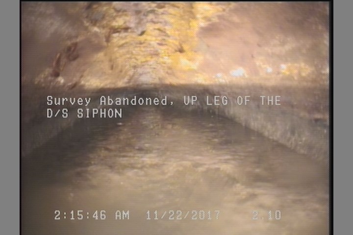 Survey Abandoned - UP LEG OF THE D/S SIPHON