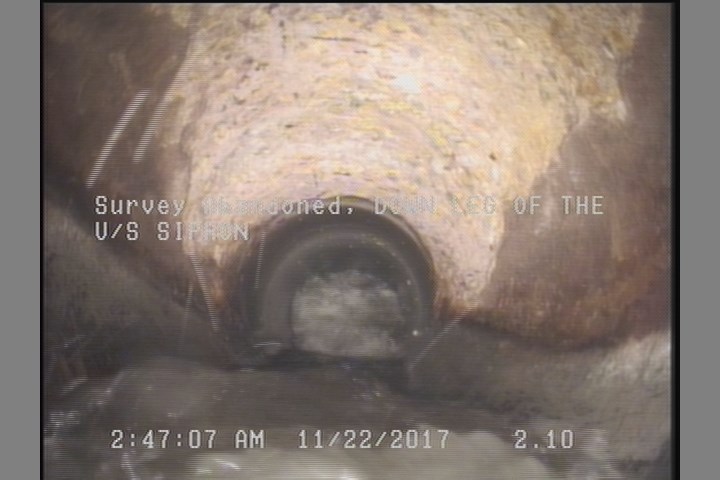 Survey Abandoned - DOWN LEG OF THE U/S SIPHON