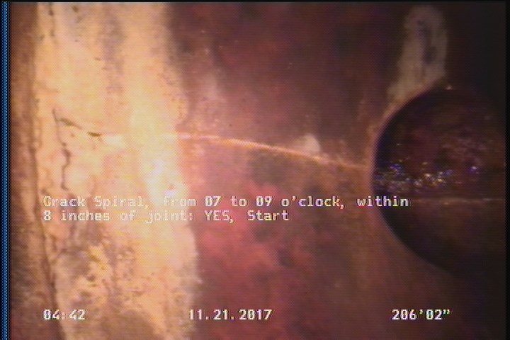 Crack Spiral, from 07 to 09 o'clock, within 8 inches of joint: YES, Start