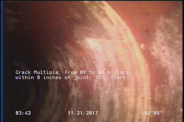 Crack Multiple, from 09 to 03 o'clock, within 8 inches of joint: YES, Start