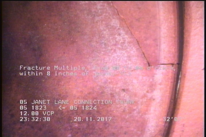 Fracture Multiple, from 08 to 04 o'clock, within 8 inches of joint: YES