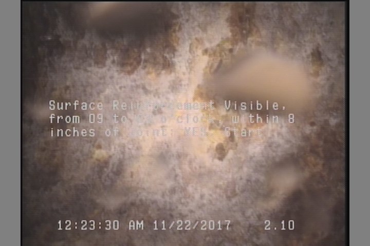 Surface Reinforcement Visible, from 09 to 03 o'clock, within 8 inches of joint: YES, Start