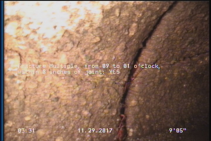 Fracture Multiple, from 09 to 01 o'clock, within 8 inches of joint: YES
