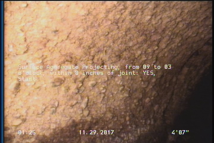 Surface Aggregate Projecting, from 09 to 03 o'clock, within 8 inches of joint: YES, Start