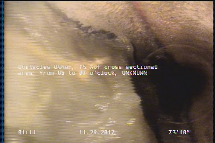 Obstacles Other, 15 %of cross sectional area, from 05 to 07 o'clock - UNKNOWN
