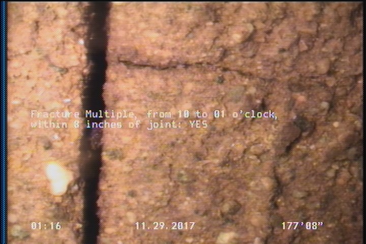 Fracture Multiple, from 10 to 01 o'clock, within 8 inches of joint: YES