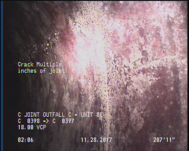 Crack Multiple, from 09 to 03 o'clock, within 8 inches of joint: YES