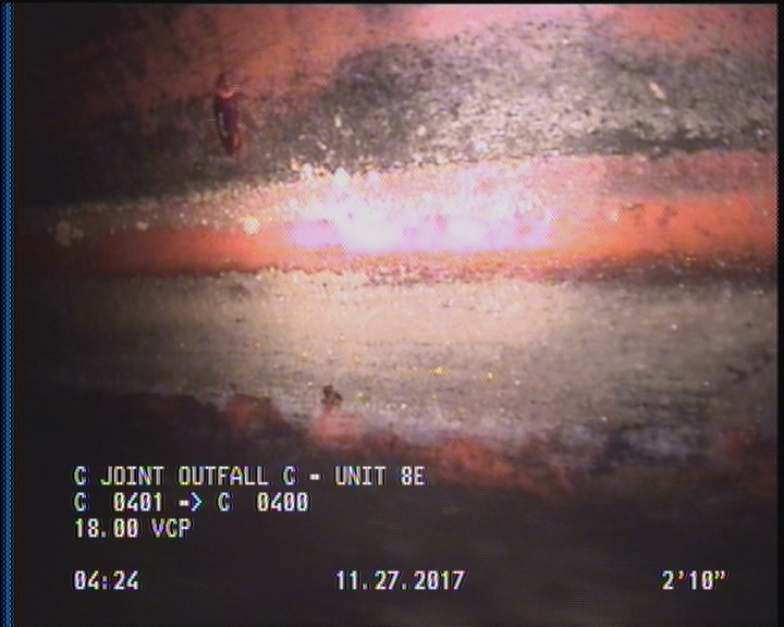 Deposits Attached Grease, 5 %of cross sectional area, from 04 to 08 o'clock, , within 8 inches of joint: YES, Start
