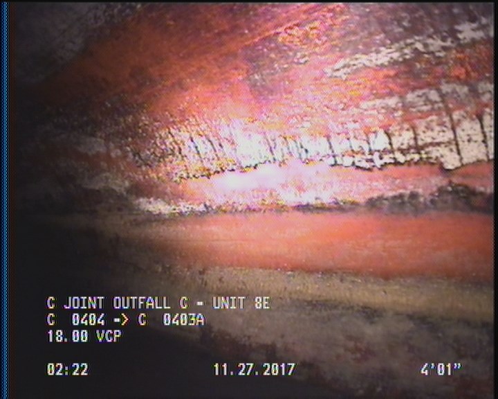 Deposits Attached Grease, 5 %of cross sectional area, from 04 to 08 o'clock, , within 8 inches of joint: YES, Start