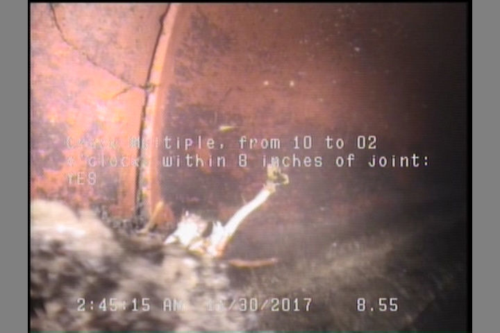 Crack Multiple, from 10 to 02 o'clock, within 8 inches of joint: YES