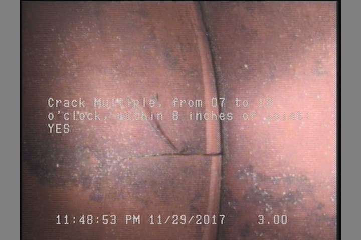 Crack Multiple, from 07 to 12 o'clock, within 8 inches of joint: YES