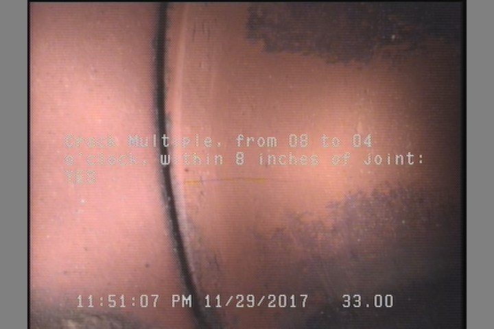 Crack Multiple, from 08 to 04 o'clock, within 8 inches of joint: YES