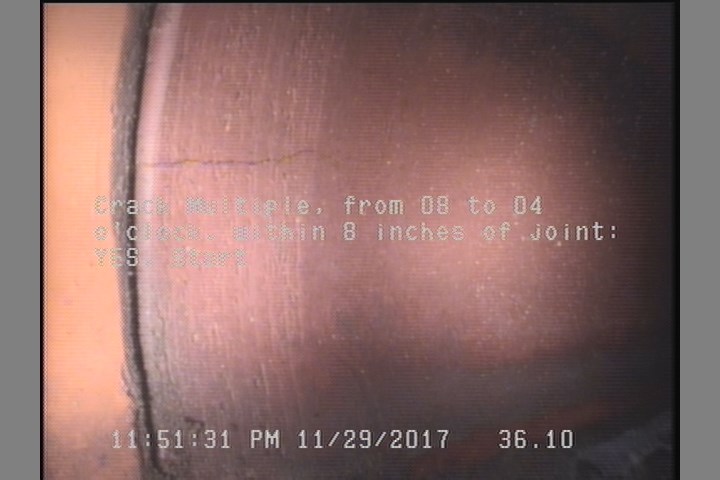 Crack Multiple, from 08 to 04 o'clock, within 8 inches of joint: YES, Start