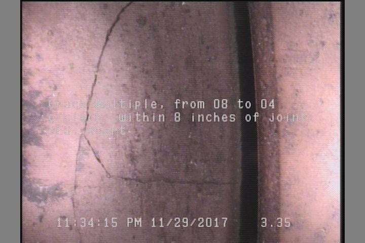 Crack Multiple, from 08 to 04 o'clock, within 8 inches of joint: YES, Start