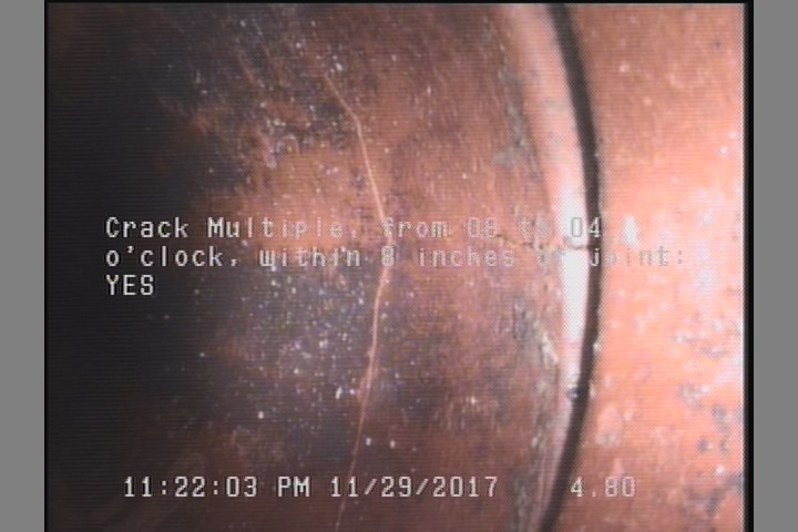 Crack Multiple, from 08 to 04 o'clock, within 8 inches of joint: YES