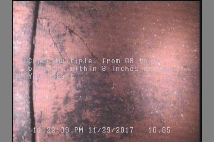 Crack Multiple, from 08 to 04 o'clock, within 8 inches of joint: YES, Start