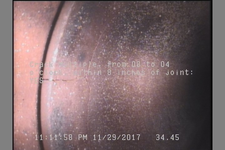 Crack Multiple, from 08 to 04 o'clock, within 8 inches of joint: YES