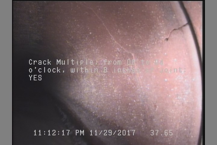 Crack Multiple, from 08 to 04 o'clock, within 8 inches of joint: YES