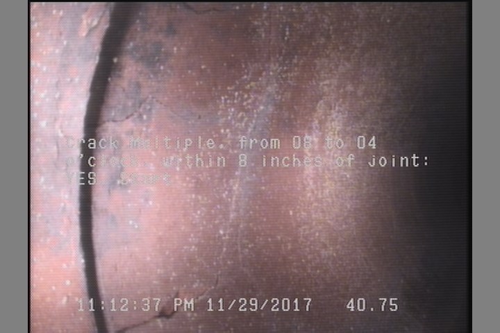 Crack Multiple, from 08 to 04 o'clock, within 8 inches of joint: YES, Start
