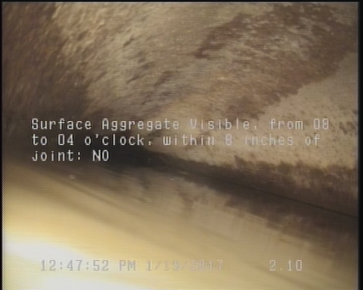 Surface Aggregate Visible, from 08 to 04 o'clock, within 8 inches of joint: NO