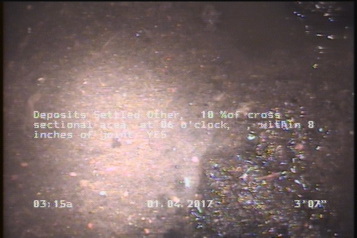 Deposits Settled Other, 10 %of cross sectional area, at 06 o'clock, , within 8 inches of joint: YES, Start
