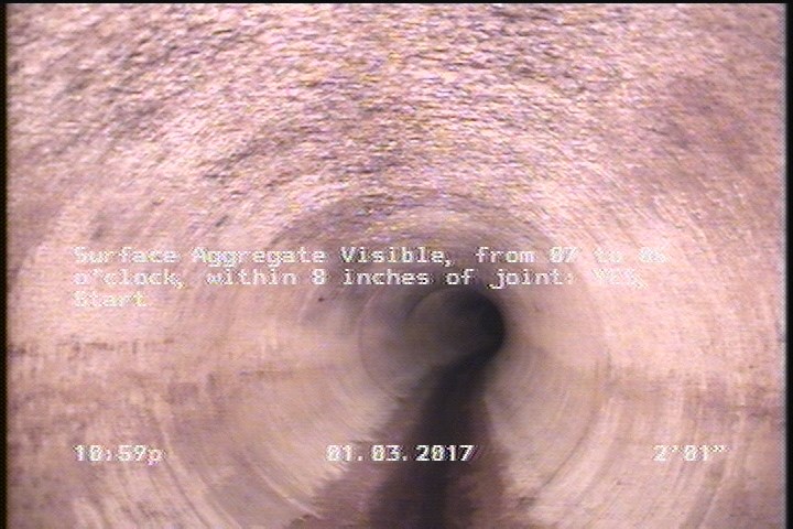 Surface Aggregate Visible, from 07 to 05 o'clock, within 8 inches of joint: YES, Start