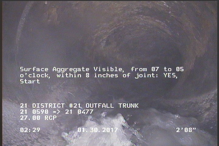 Surface Aggregate Visible, from 07 to 05 o'clock, within 8 inches of joint: YES, Start