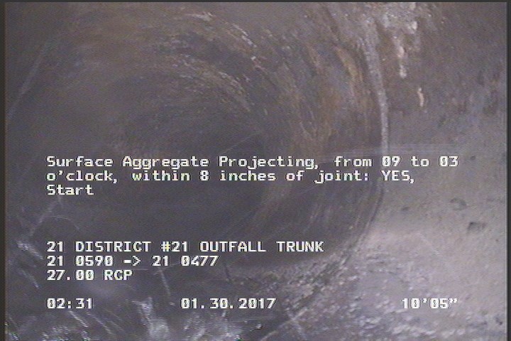 Surface Aggregate Projecting, from 09 to 03 o'clock, within 8 inches of joint: YES, Start