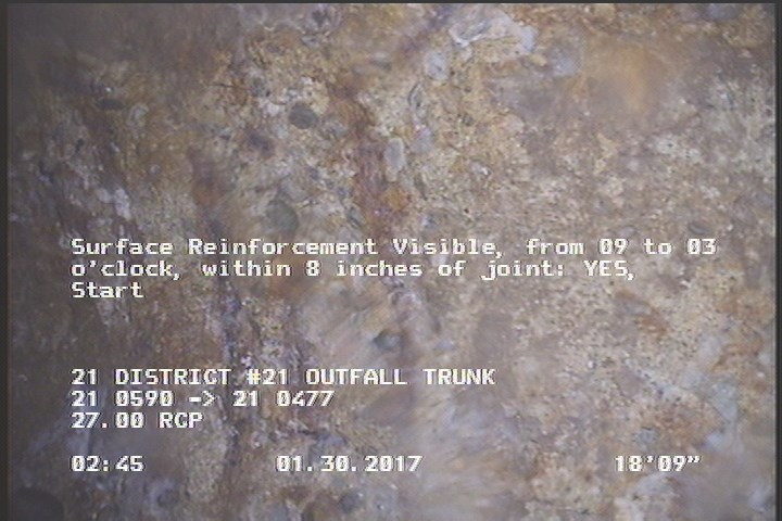 Surface Reinforcement Visible, from 09 to 03 o'clock, within 8 inches of joint: YES, Start