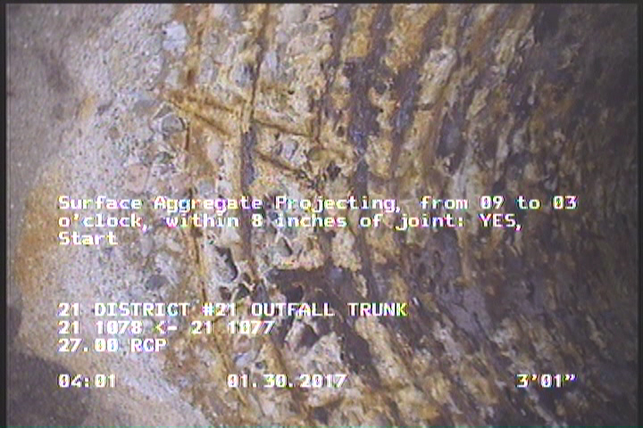Surface Aggregate Projecting, from 09 to 03 o'clock, within 8 inches of joint: YES, Start