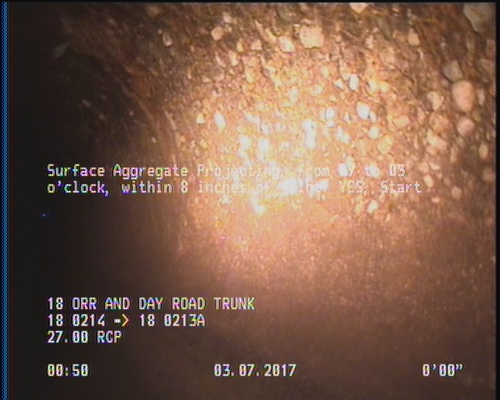 Surface Aggregate Projecting, from 09 to 03 o'clock, within 8 inches of joint: YES, Start