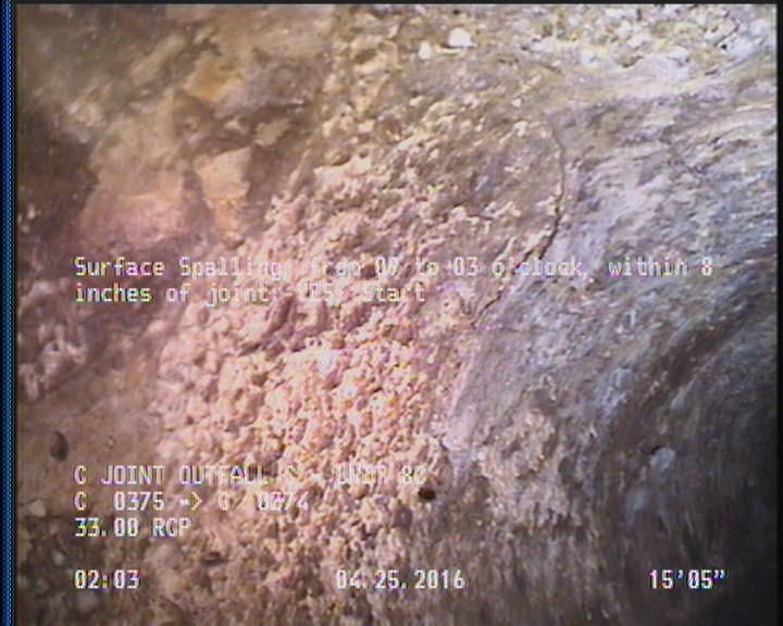 Surface Spalling, from 09 to 03 o'clock, within 8 inches of joint: YES, Start