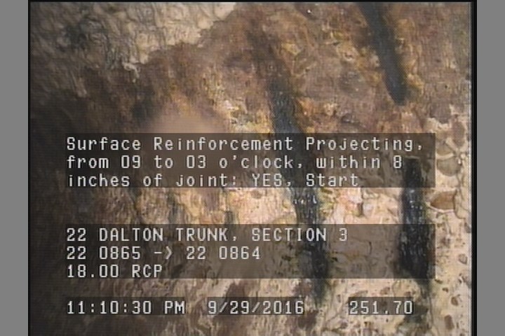 Surface Reinforcement Projecting, from 09 to 03 o'clock, within 8 inches of joint: YES, Start
