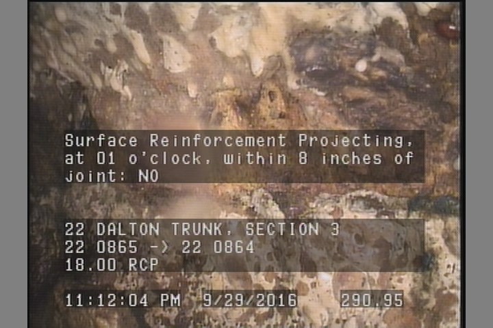 Surface Reinforcement Projecting, at 01 o'clock, within 8 inches of joint: NO