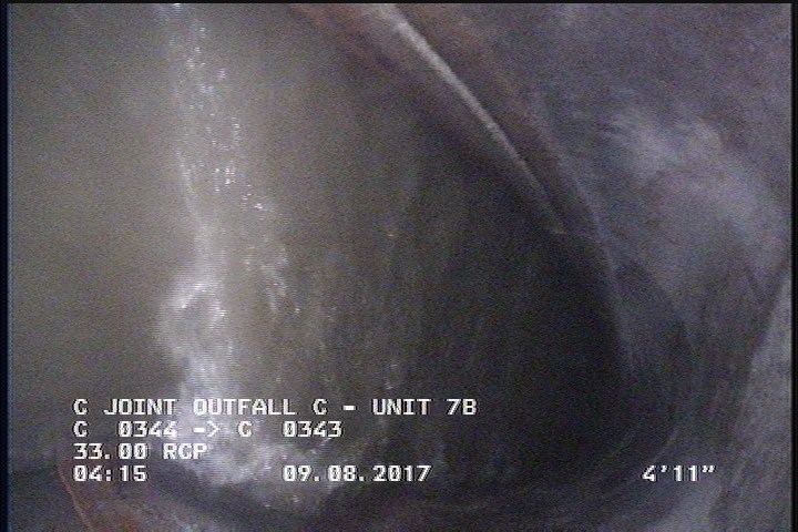 Deposits Attached Grease, 5 %of cross sectional area, from 03 to 09 o'clock, , within 8 inches of joint: YES
