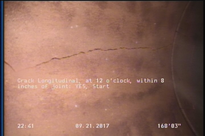 Crack Longitudinal, at 12 o'clock, within 8 inches of joint: YES, Start