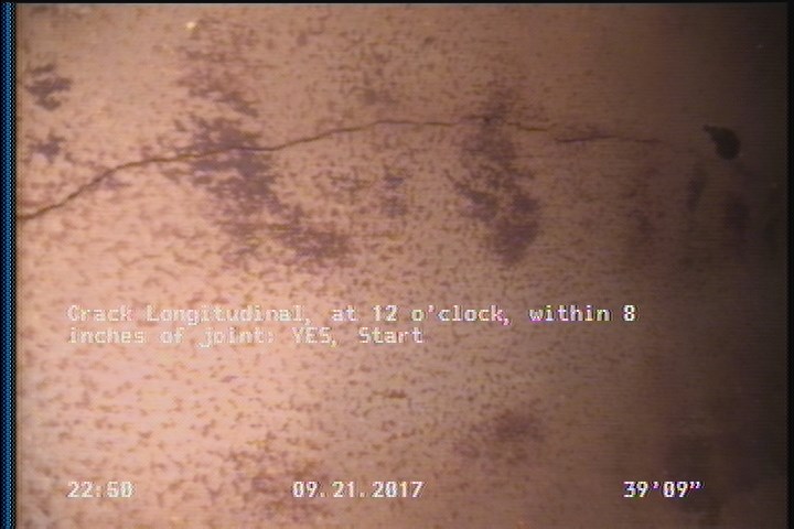 Crack Longitudinal, at 12 o'clock, within 8 inches of joint: YES, Start