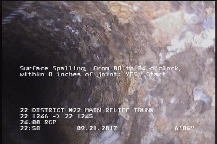 Surface Spalling, from 08 to 04 o'clock, within 8 inches of joint: YES, Start