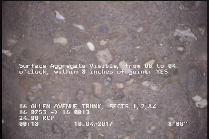 Surface Aggregate Visible, from 08 to 04 o'clock, within 8 inches of joint: YES