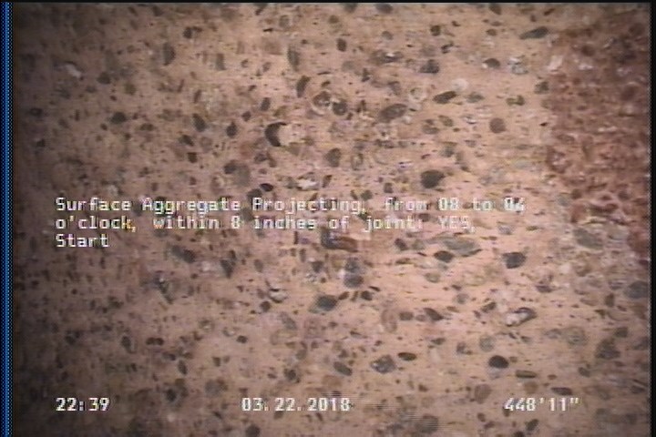 Surface Aggregate Projecting, from 08 to 04 o'clock, within 8 inches of joint: YES, Start