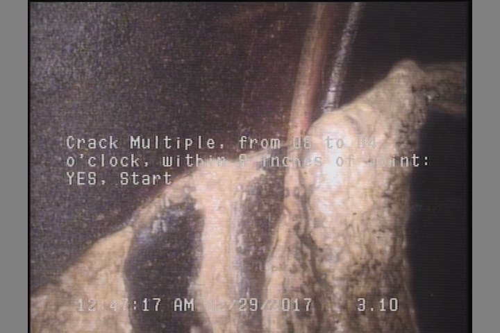 Crack Multiple, from 08 to 04 o'clock, within 8 inches of joint: YES, Start