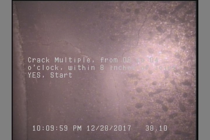 Crack Multiple, from 08 to 04 o'clock, within 8 inches of joint: YES, Start