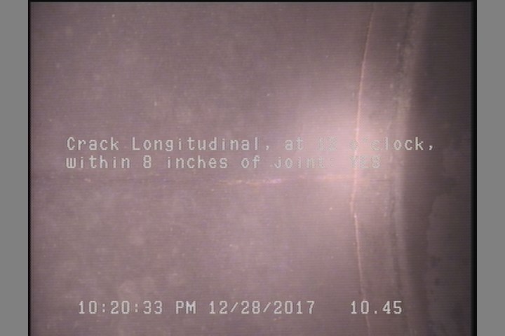 Crack Longitudinal, at 12 o'clock, within 8 inches of joint: YES