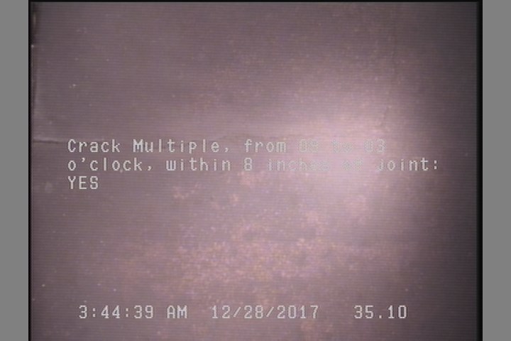 Crack Multiple, from 09 to 03 o'clock, within 8 inches of joint: YES