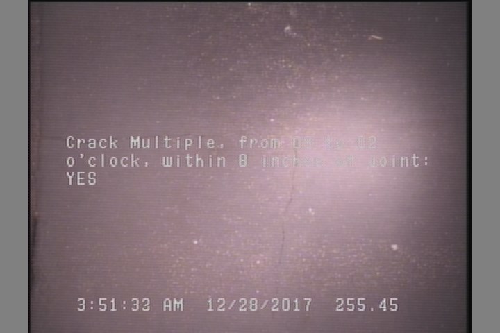 Crack Multiple, from 09 to 02 o'clock, within 8 inches of joint: YES