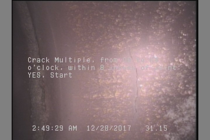 Crack Multiple, from 08 to 04 o'clock, within 8 inches of joint: YES, Start