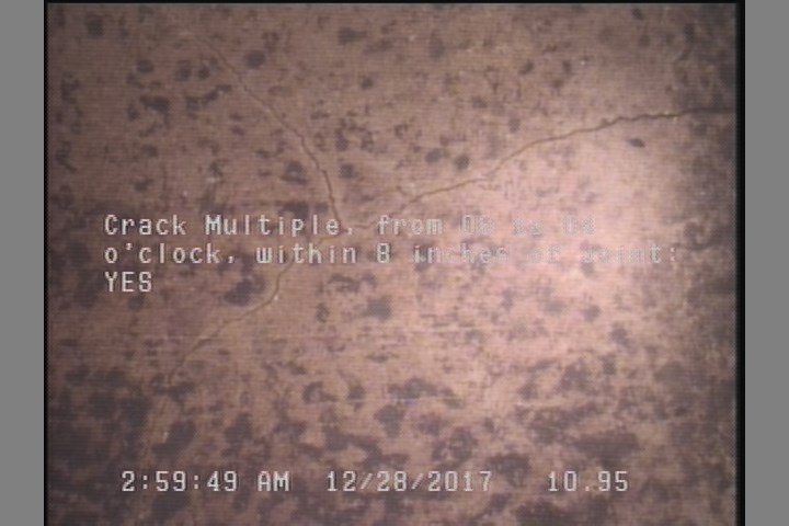 Crack Multiple, from 08 to 04 o'clock, within 8 inches of joint: YES
