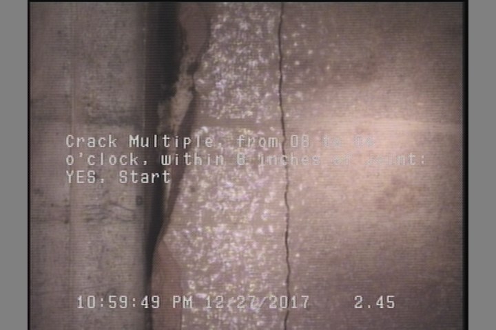 Crack Multiple, from 08 to 04 o'clock, within 8 inches of joint: YES, Start