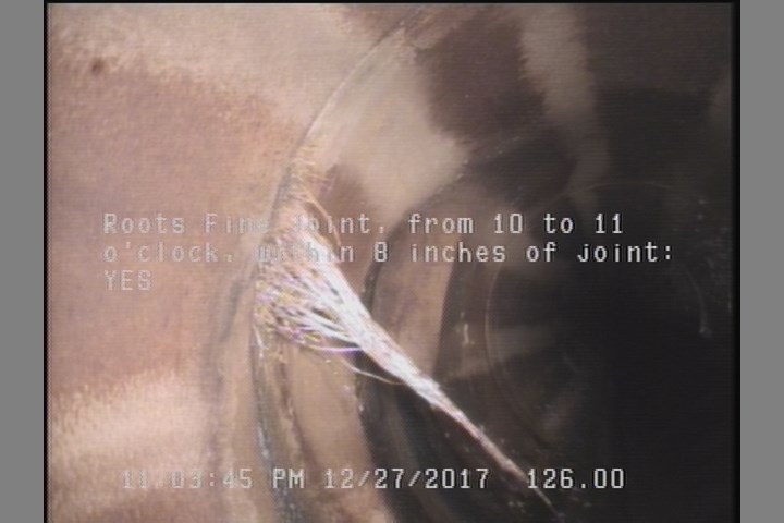Roots Fine Joint, from 10 to 11 o'clock, within 8 inches of joint: YES