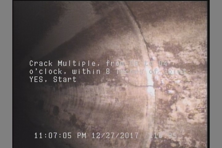Crack Multiple, from 08 to 04 o'clock, within 8 inches of joint: YES, Start